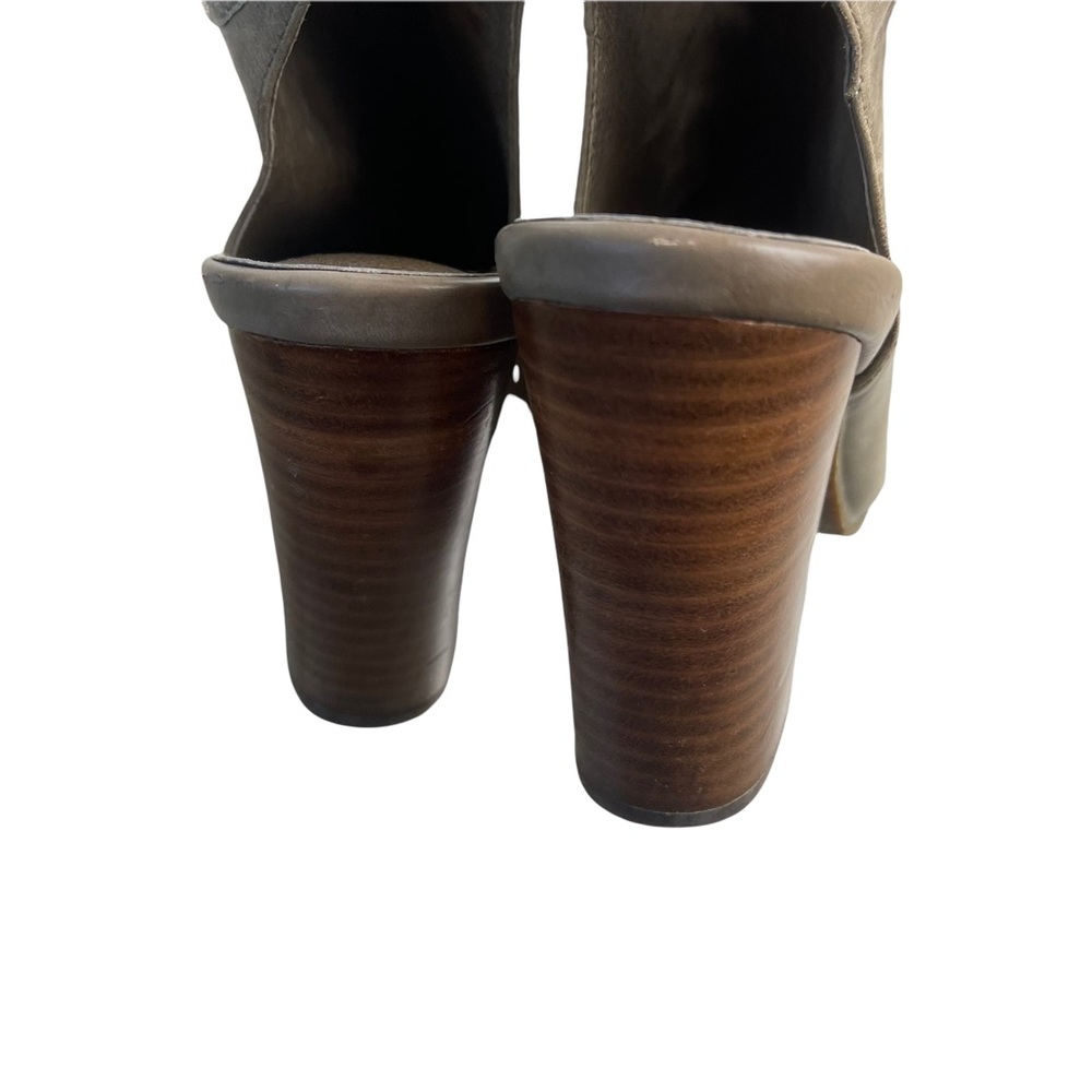 RUDSAK Women's Taupe Gray Leather Open-toe Ankle Block Heels Booties Size 38 - Picture 6 of 13